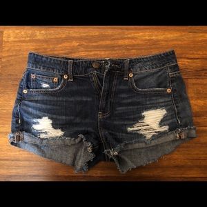 Dark Wash Denim Ripped AE Shorts
